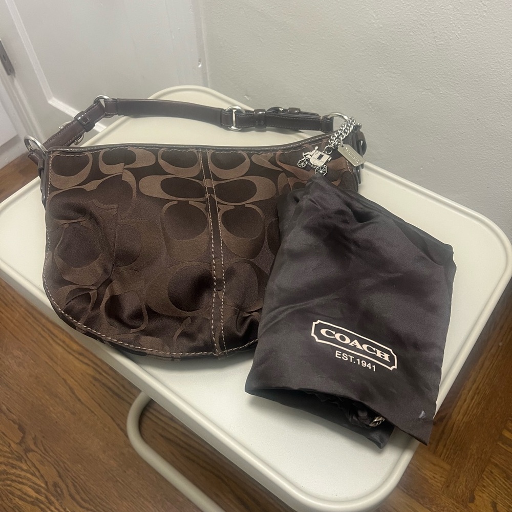 Vintage Y2K Coach Dark Brown Signature Hobo Bag